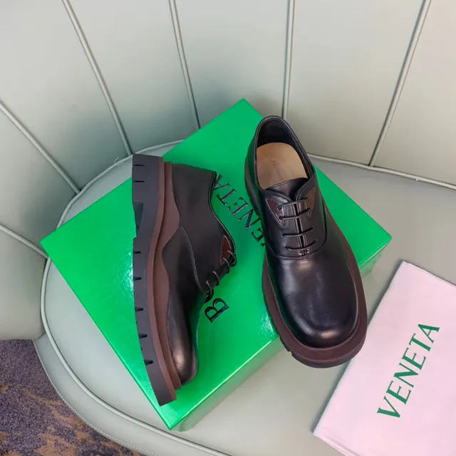 Black Polished Leather Platform Oxford Shoe 6
