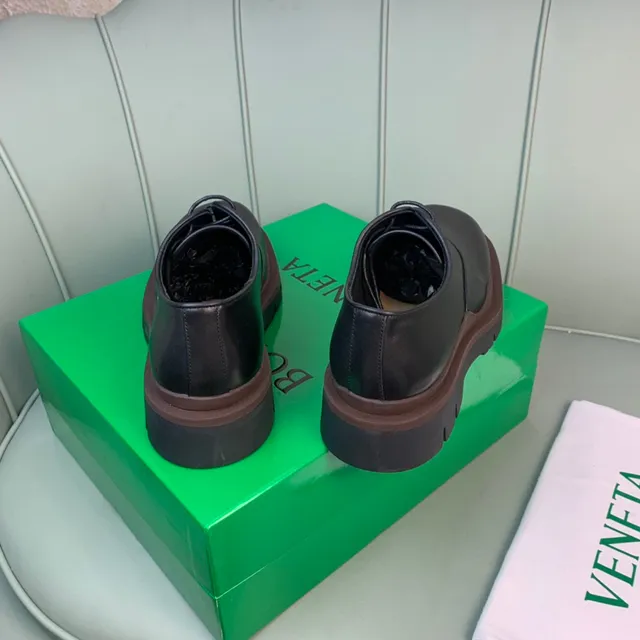 Black Polished Leather Platform Oxford Shoe 7