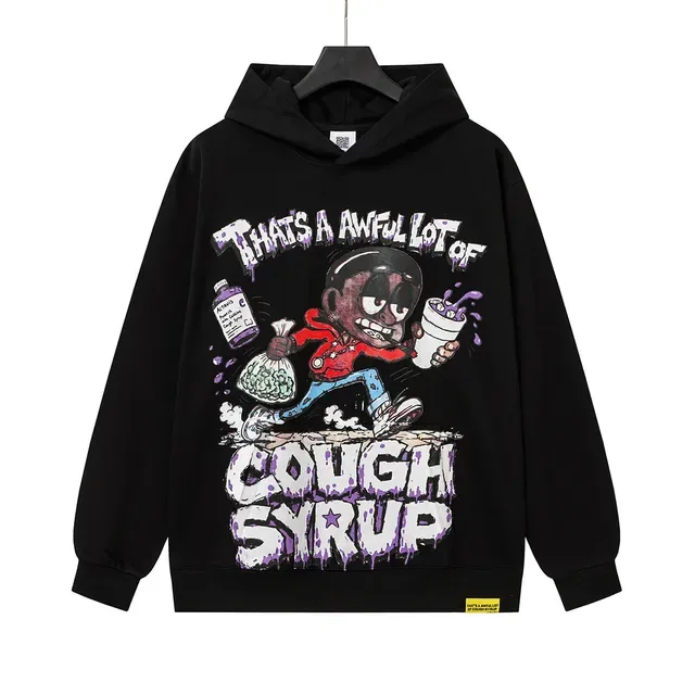 Black Purple Graphic-Print Oversized Fit Hoodie 2