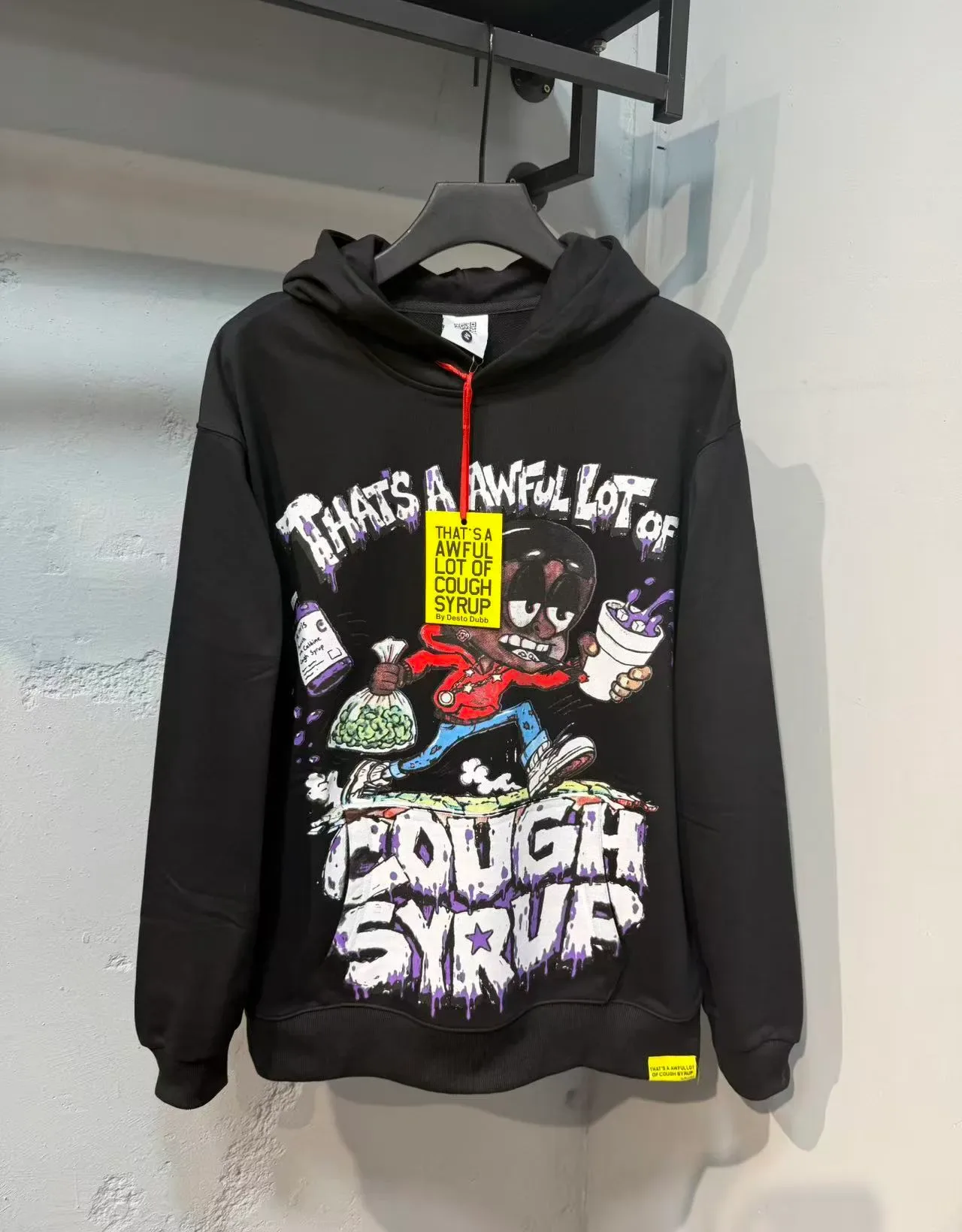 Black Purple Graphic-Print Oversized Fit Hoodie 5