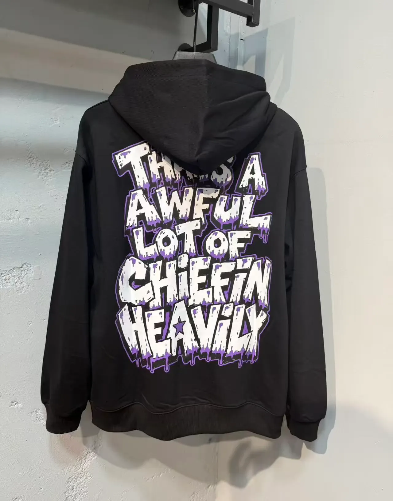 Black Purple Graphic-Print Oversized Fit Hoodie 6