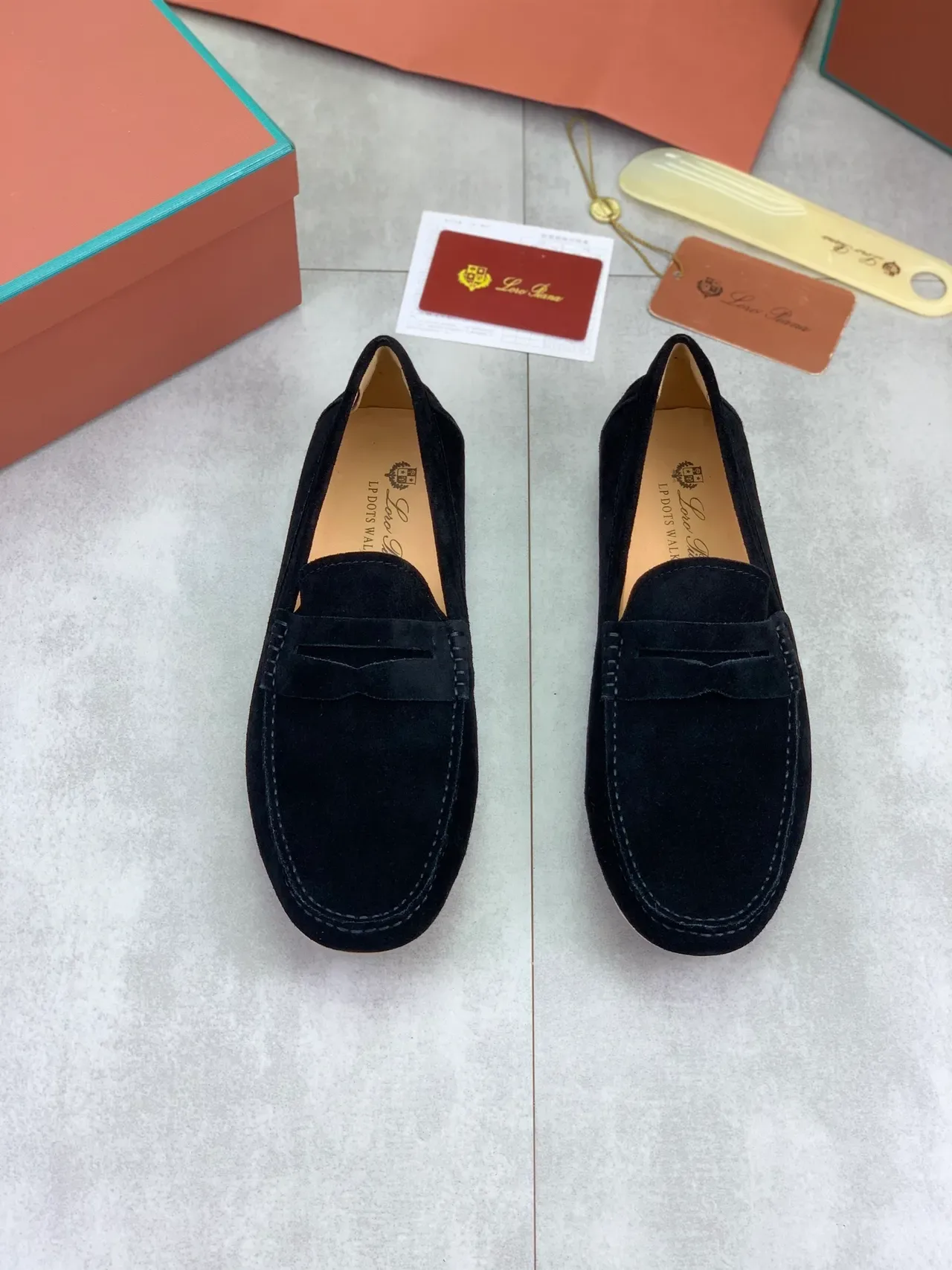Black Suede Penny Loafer Strap Loafers 4
