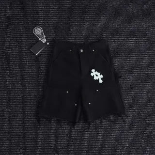 Black White Cargo-Style Frayed Hem Shorts