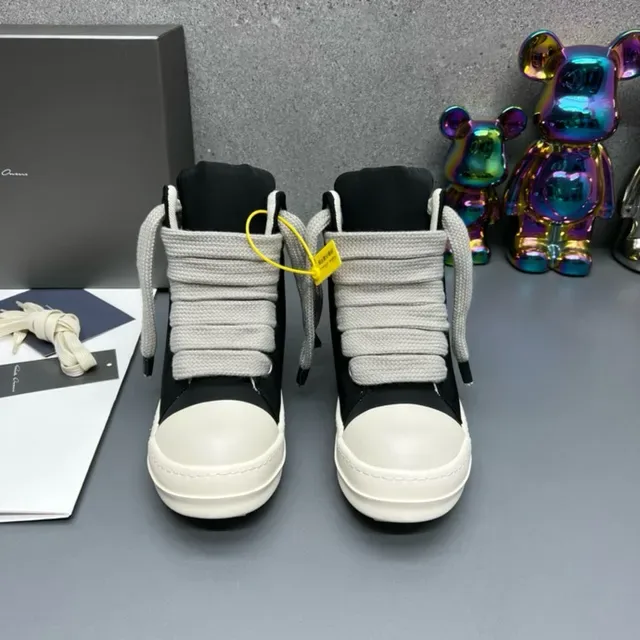 Black White High-Top Padded Collar Sneakers 6