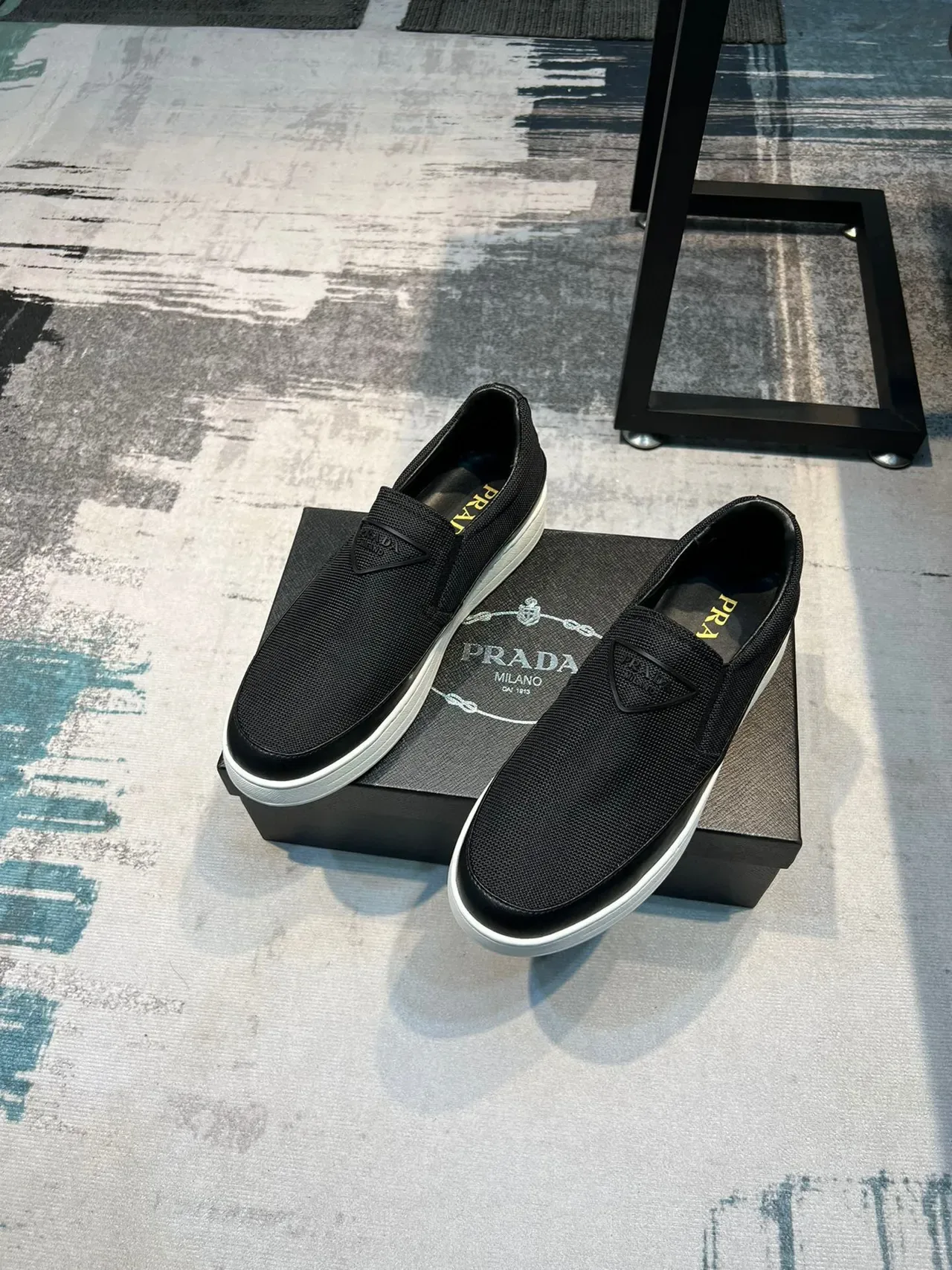 Black White Mesh Upper Slip-On Construction Loafer 5