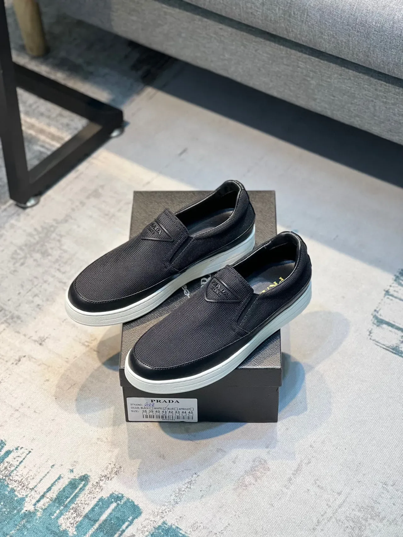 Black White Mesh Upper Slip-On Construction Loafer 7