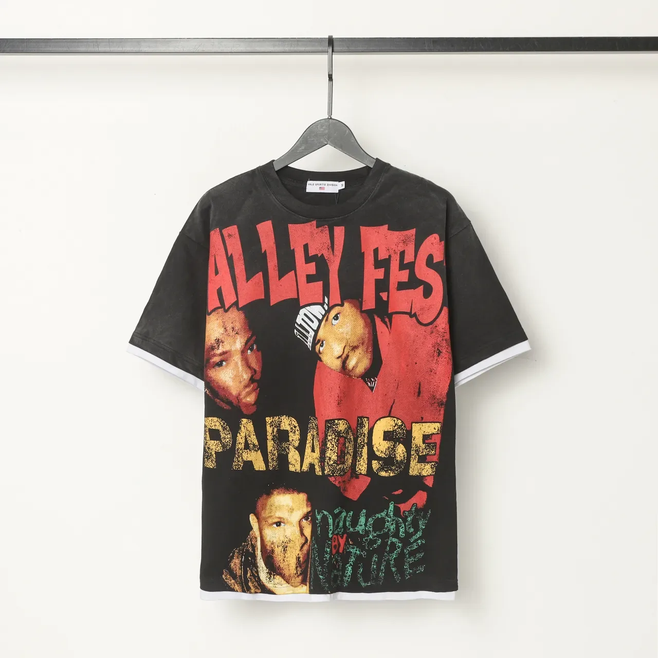Black White Oversized Fit Distressed Graphic Print T-Shirt 2