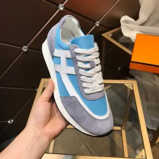Blue and Gray Mixed-Material Low-Top Lifestyle Sneaker
