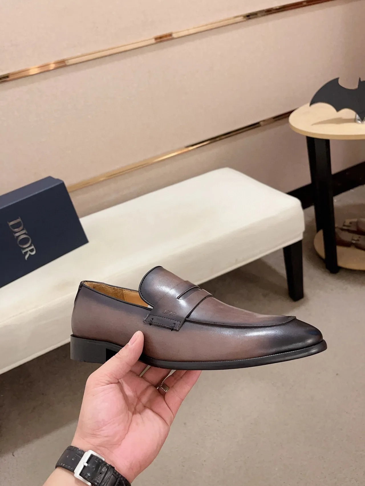 বাদামি কালো Penny Moccasin-সেলাই Vamp লুফার 4
