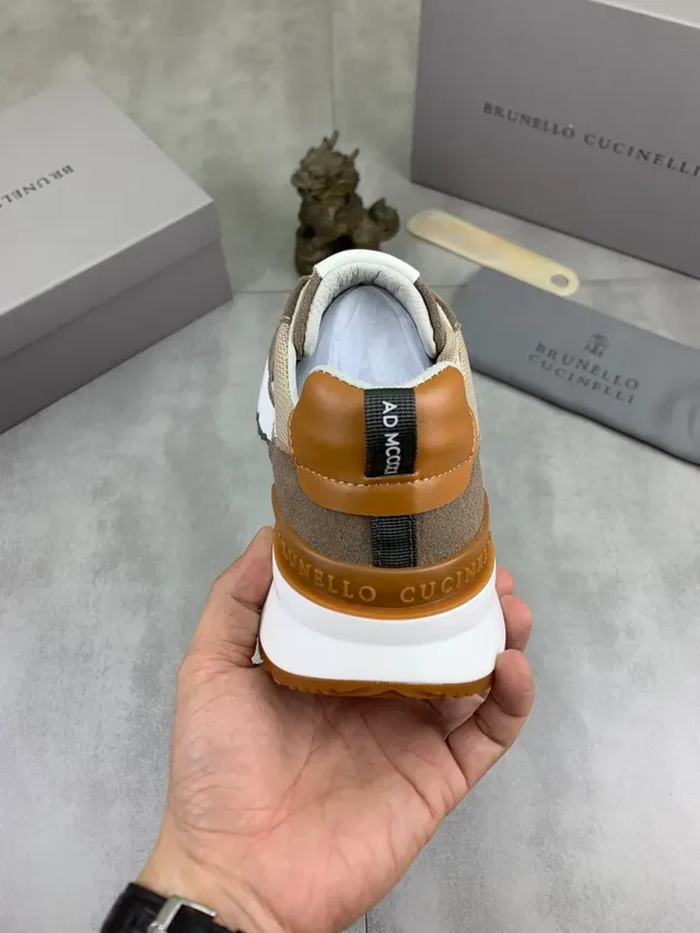 Brunello Cucinelli Beige and Brown Suede Mesh Sneaker 3