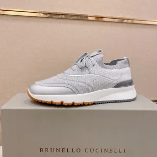 Brunello Cucinelli سنيكر رمادي من الخيط مربوط بالأحزمة