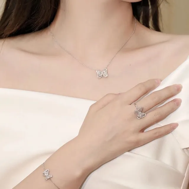 Butterfly Motif Pavé-Set Marquise-Cut Ring 3