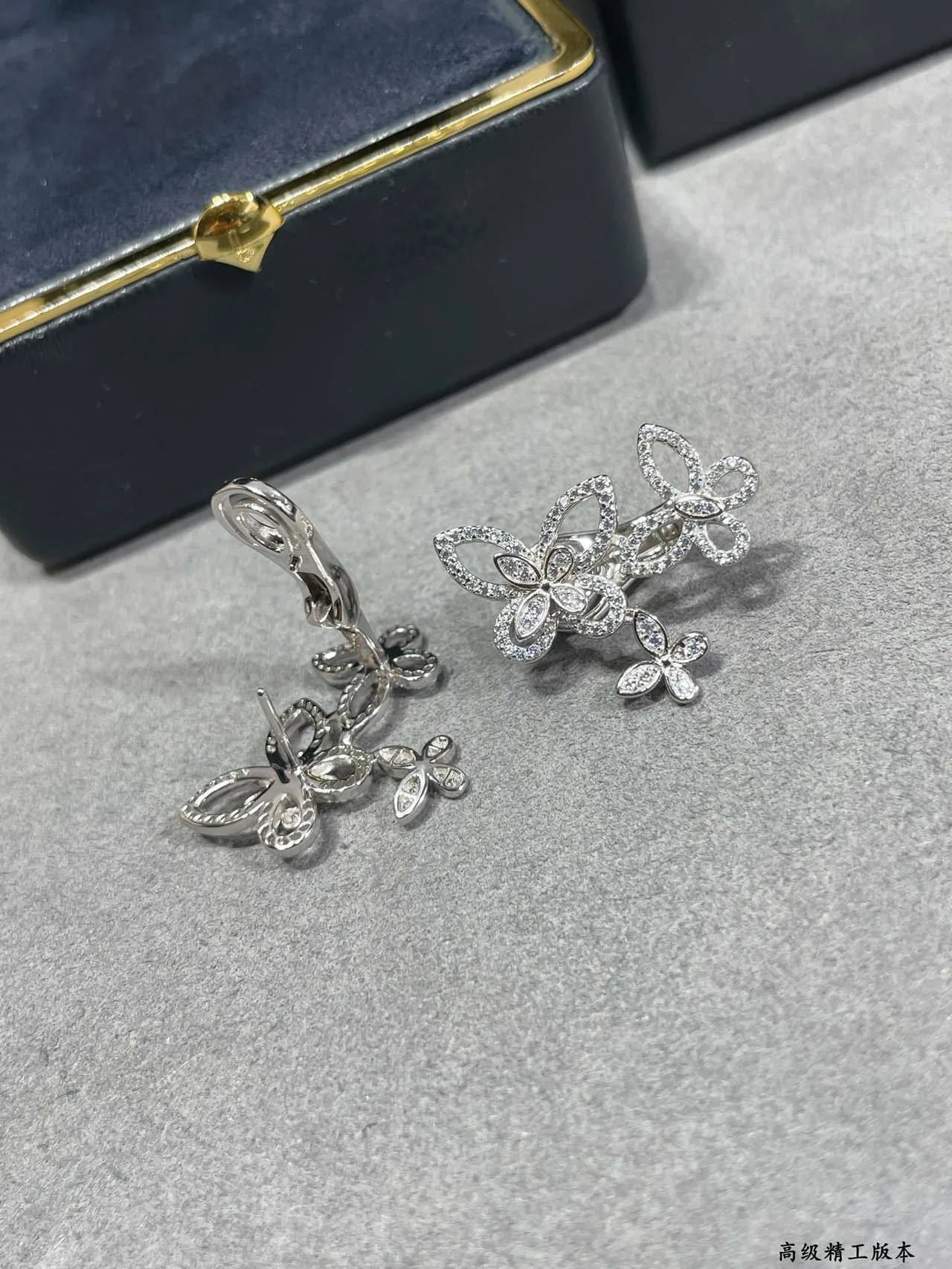 Butterfly Motif Pavé-Set Openwork Earrings 4