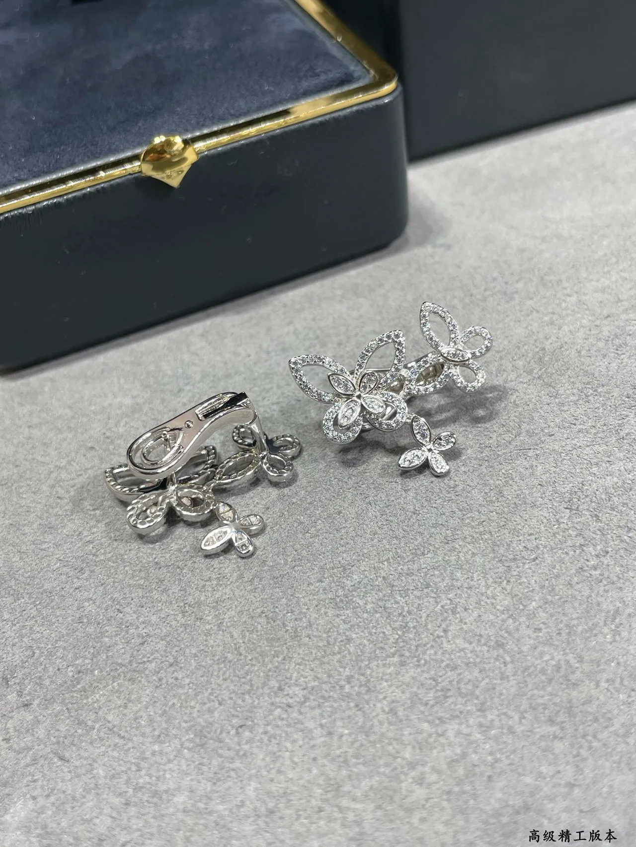 Butterfly Motif Pavé-Set Openwork Earrings 6