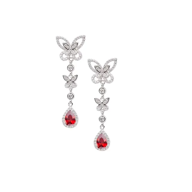 Butterfly Motif Pavé Teardrop Dangling Earrings 8