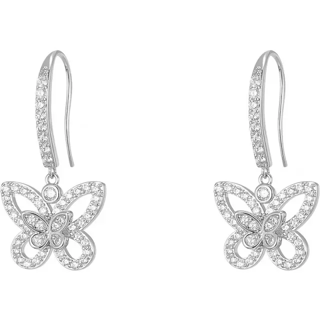 Butterfly Pavé Crystal Lever-Back Earrings 4