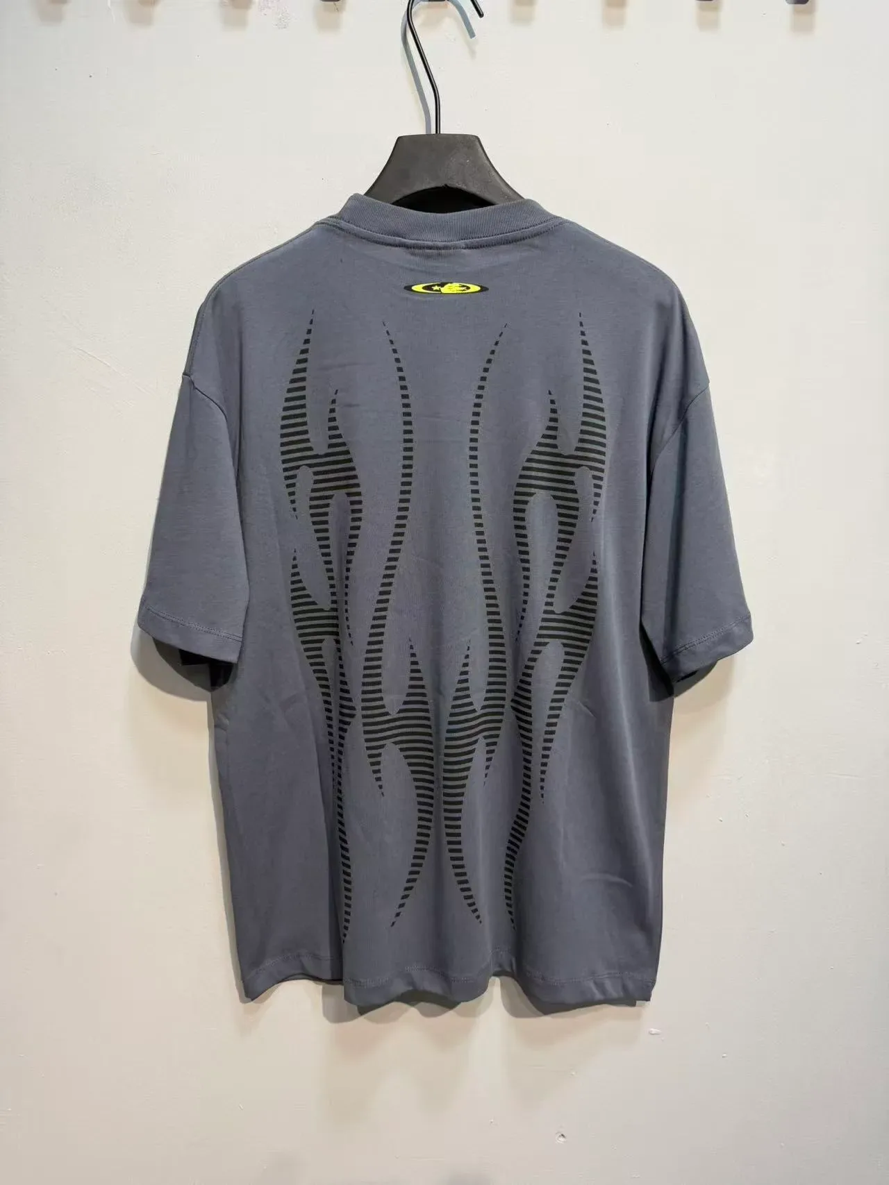 Charcoal Gray Flame Graphic Print Oversized T-Shirt 6