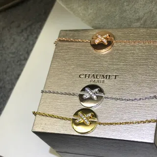 CHAUMET Liens ذهب فضة سوار قلادة دائرية رفيعة مرتبطة