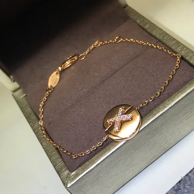 CHAUMET Liens Gold Silver Delicate Chain-Link Circular Disc Pendant Bracelet 2