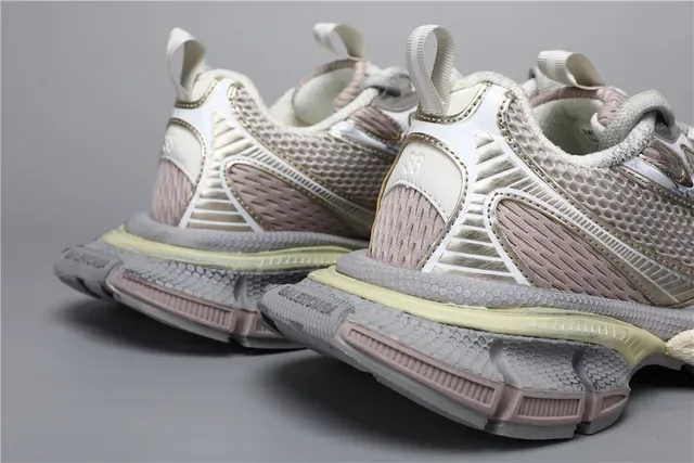 Chunky Layered Metallic Silver Gray Beige Mesh Sneakers 2