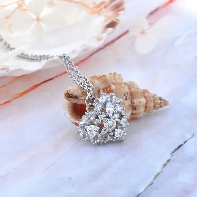 Crystal-Encrusted Heart Pendant Necklace 9