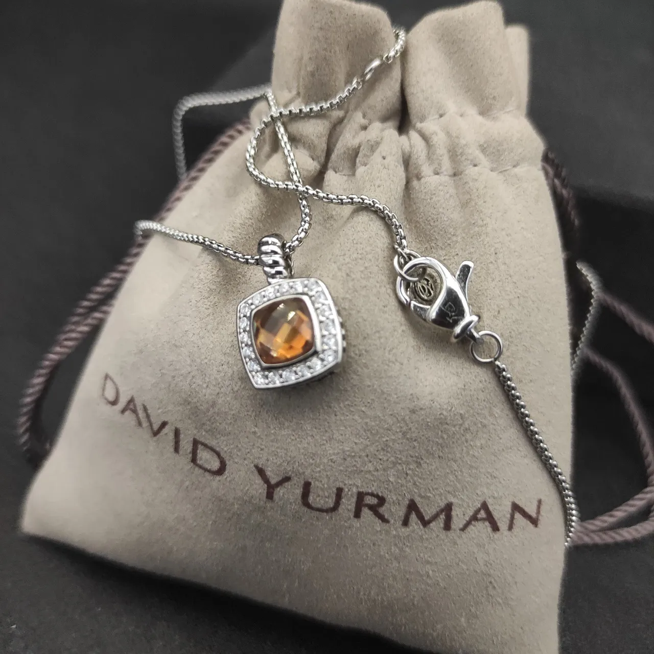 David Yurman Cable Classics Cushion Citrine Pendant Necklace 2