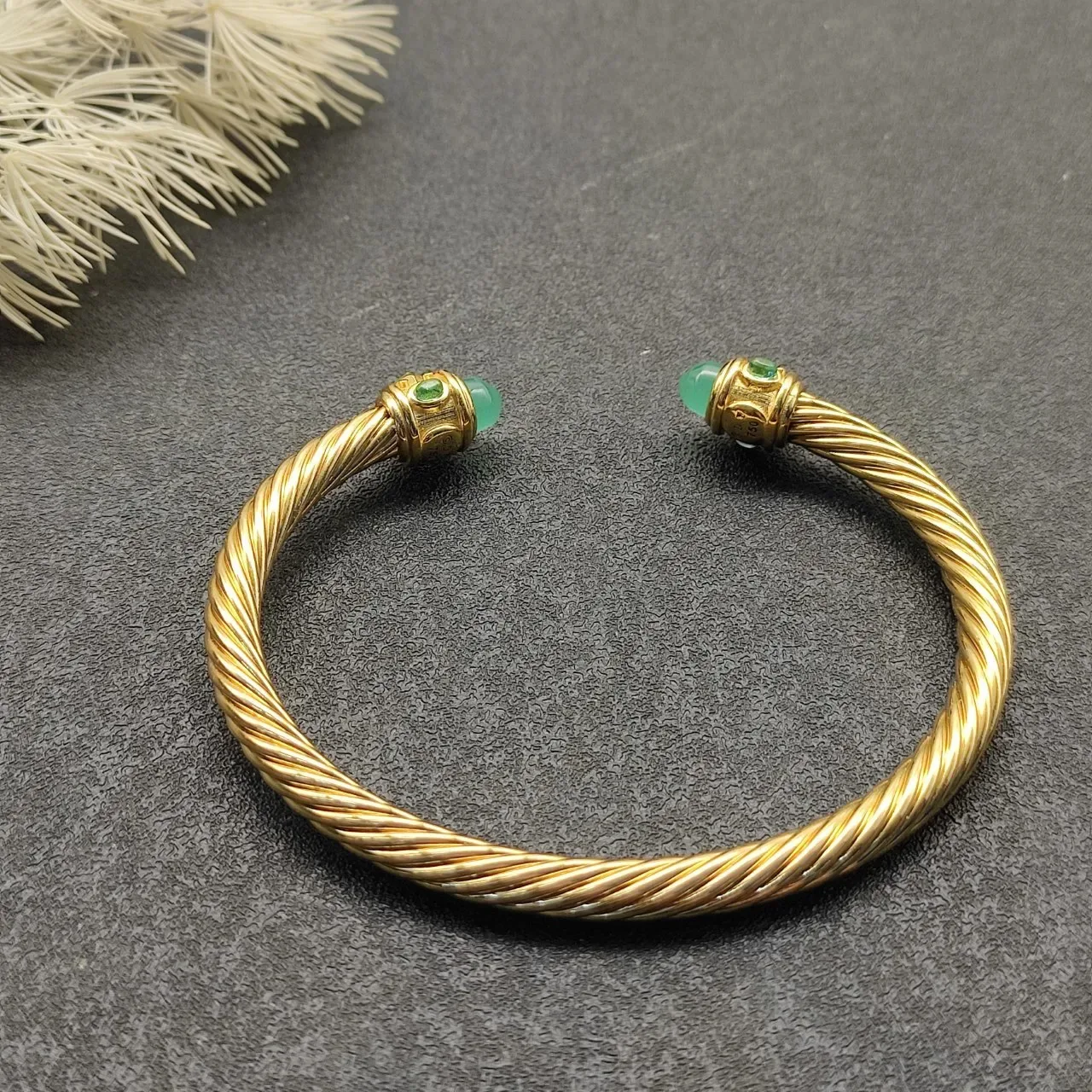 David Yurman Cable Classics Gold Green Twisted Bracelet 2