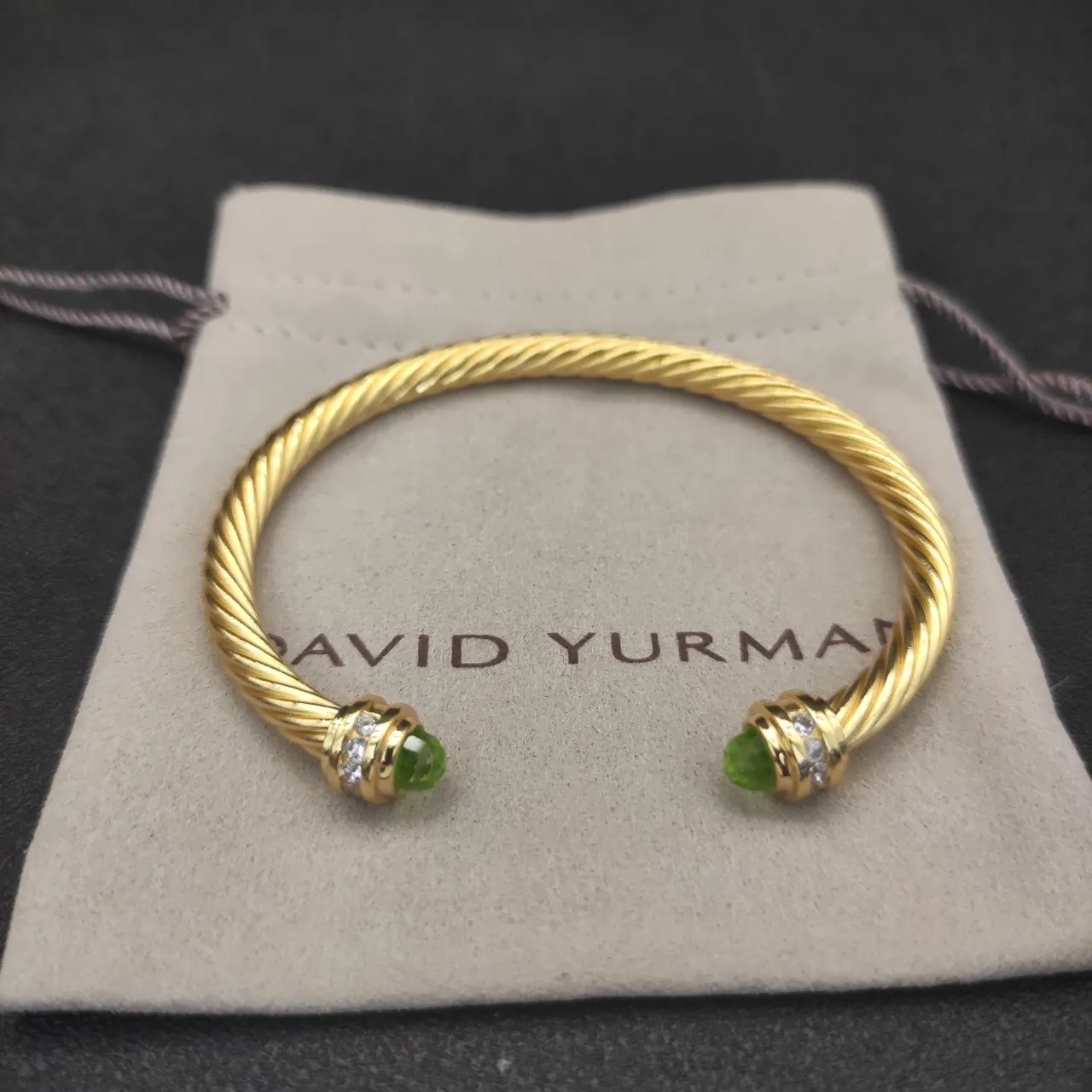 David Yurman Cable Classics Peridot and Diamond End Cap Bracelet 3