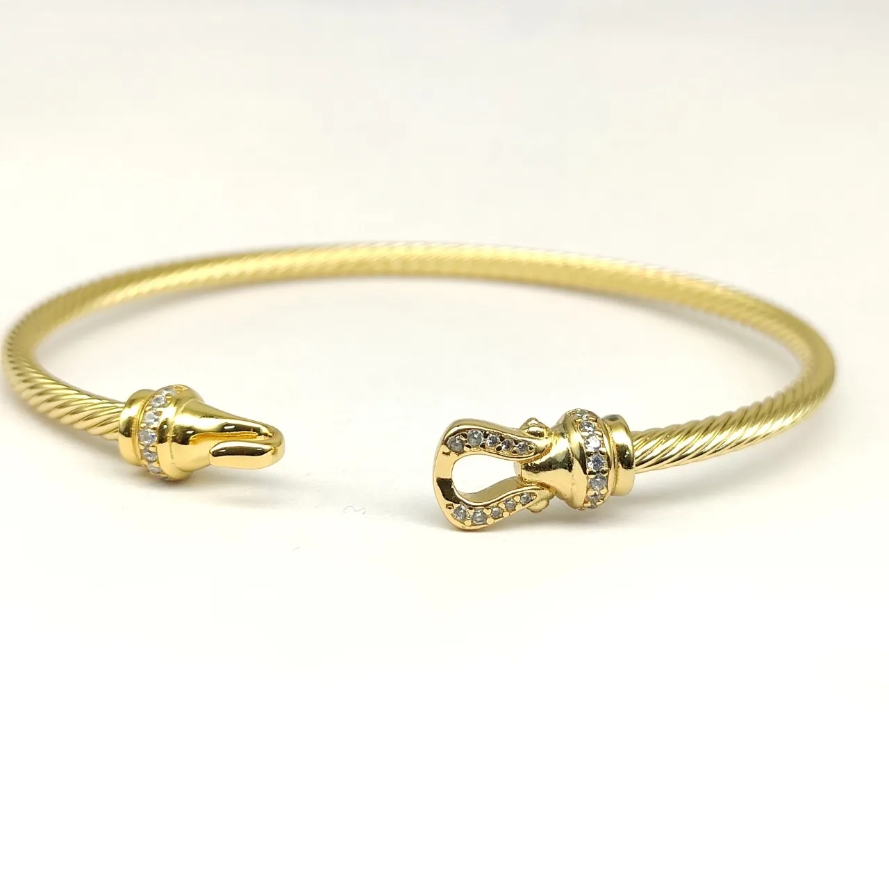 David Yurman Cable Classics ملتوية ذهبي اللون Pavé الماس قفل سوار 6
