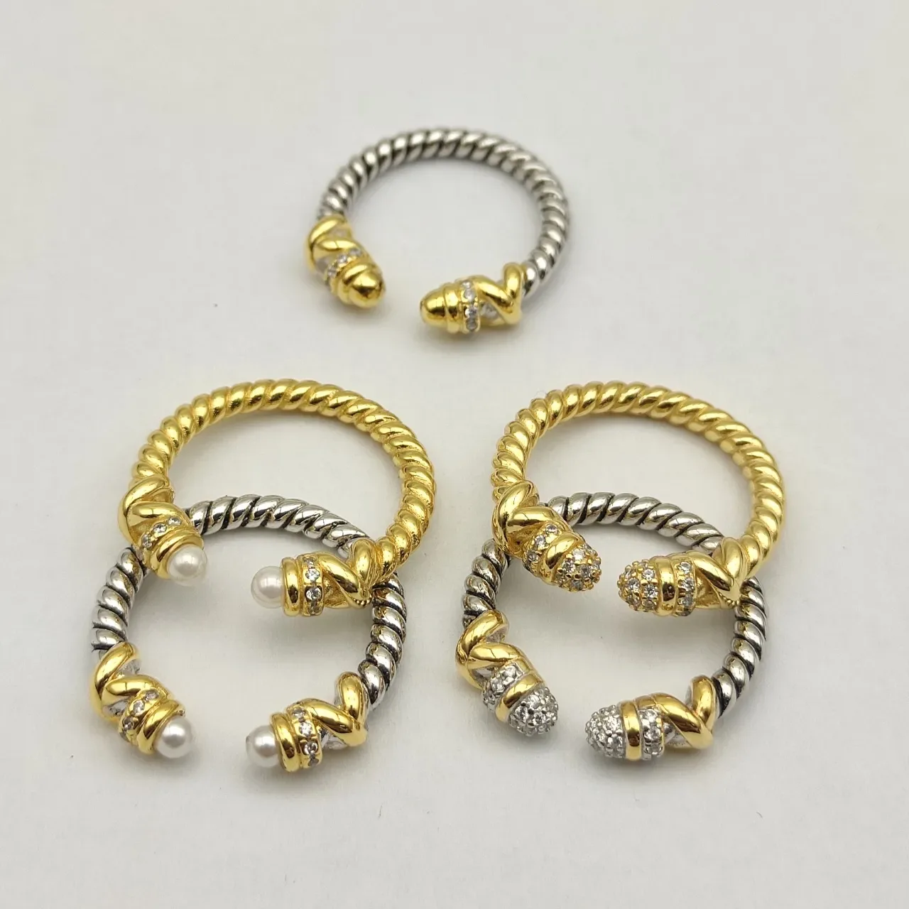 David Yurman Cable Collectibles Gold White Twisted Pearl-Accented Ring 3