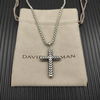 David Yurman Cable Collection বুনন ক্রস পেন্ডেন্ট নেকলেস