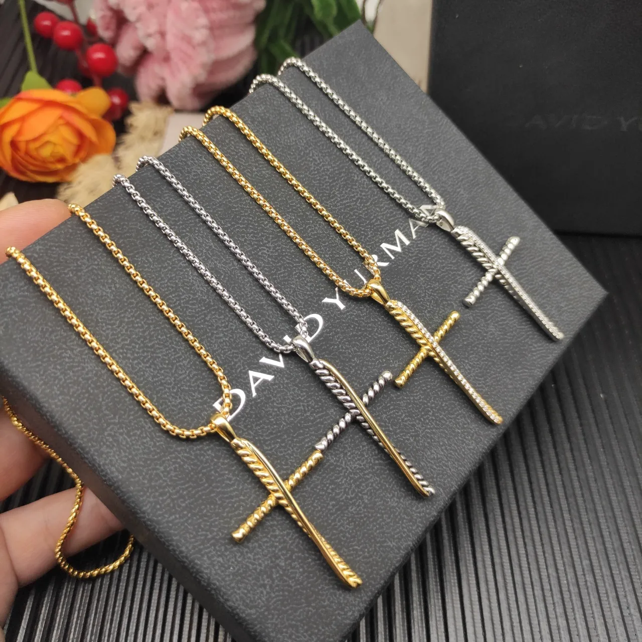 David Yurman Cable Collection Twisted Rope Cross Necklace 3