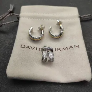 David Yurman Cable Collection أقراط حلق ملتفة ثنائية اللون