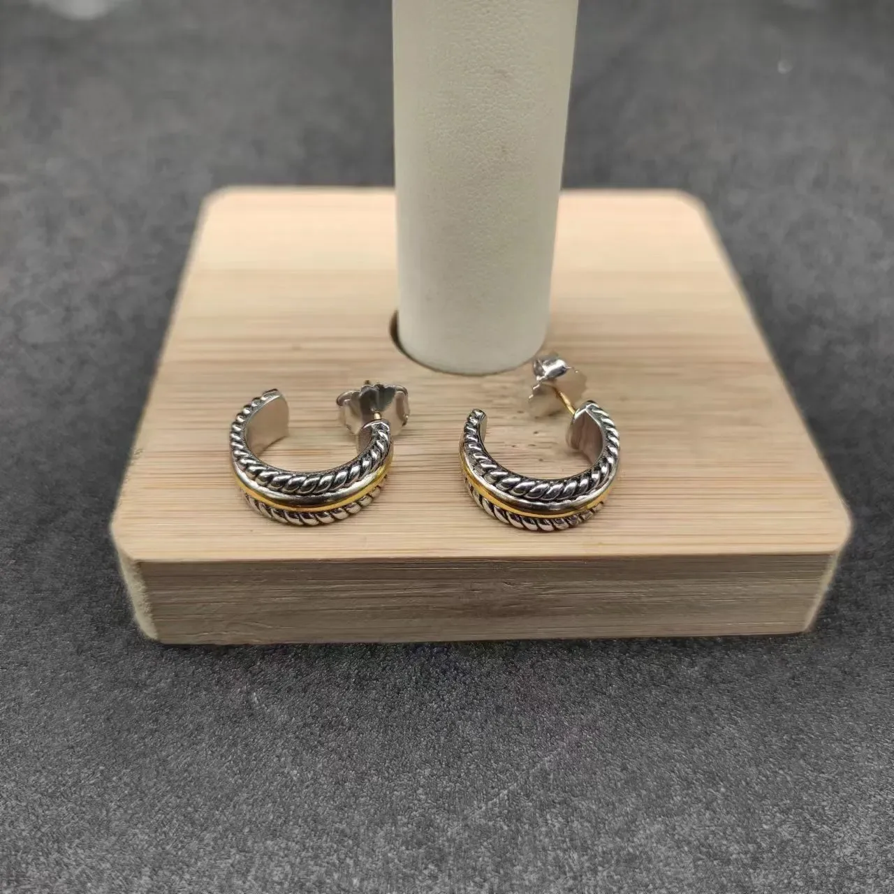 David Yurman Cable Collection Twisted Two-Tone Hoop Earrings 2