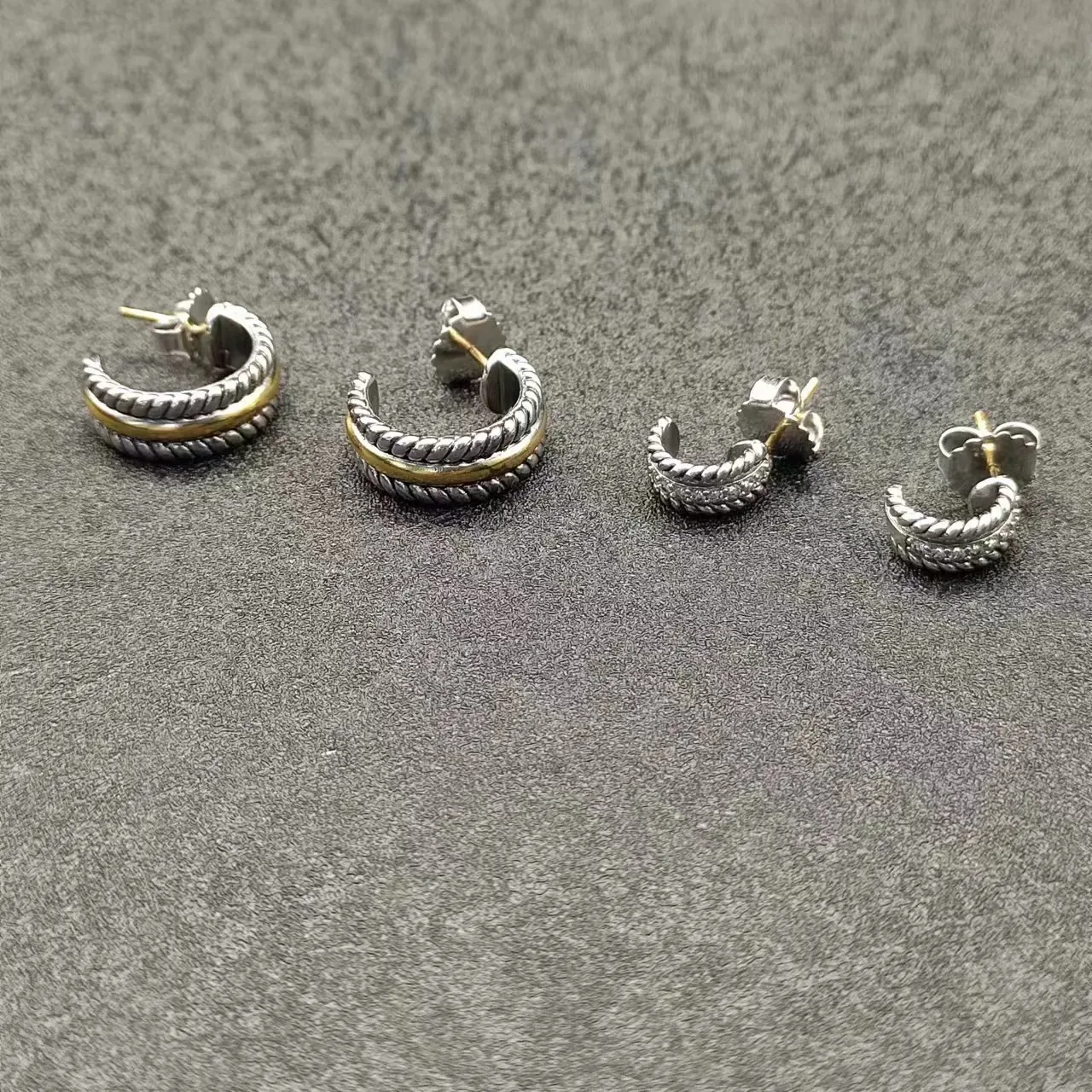 David Yurman Cable Collection Twisted Two-Tone Hoop Earrings 7