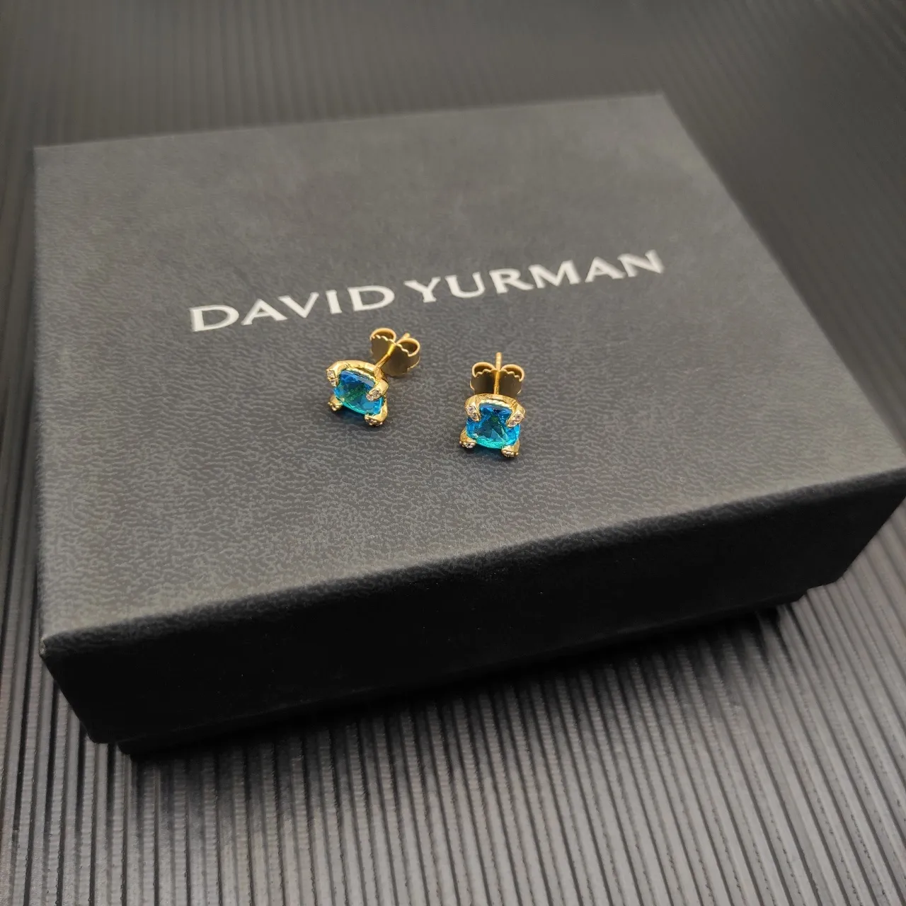 David Yurman Claw-Set Blue Gemstone Stud Earrings 5