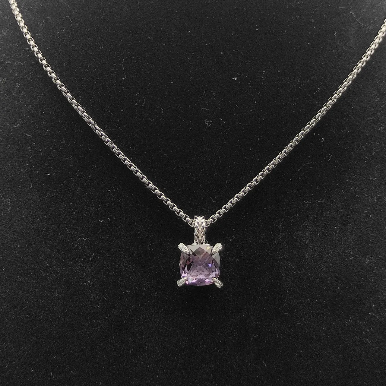 David Yurman Cushion-Cut Purple Gemstone Pendant Necklace 8