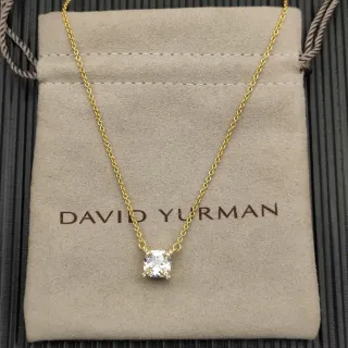 David Yurman সোনালি ভূরা চেইন কুশন কাট সেন্ট্রাল স্টোন নেকলেস
