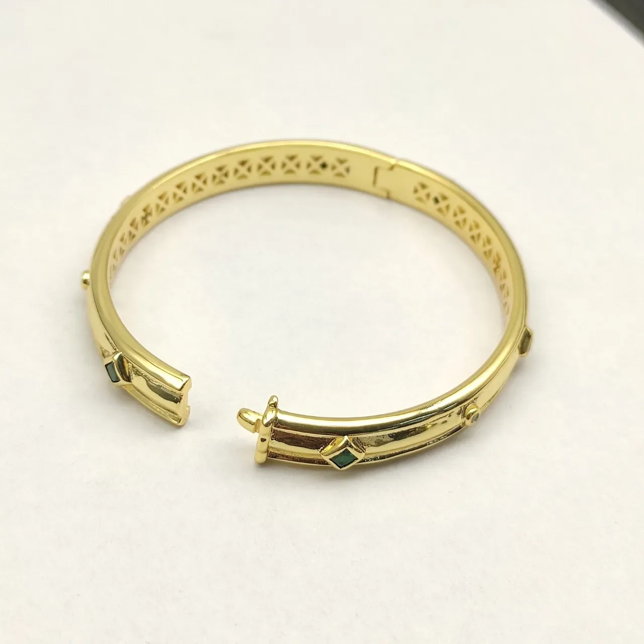 David Yurman Gold Openwork Gem-Set Hinged Bangle Bracelet 5