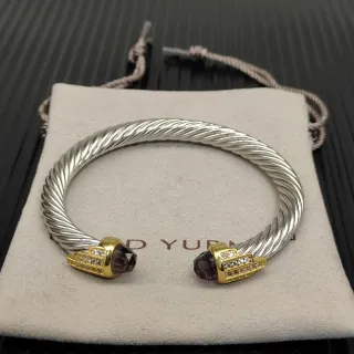 David Yurman سوار كابل ملتوي ثنائي اللون معدني
