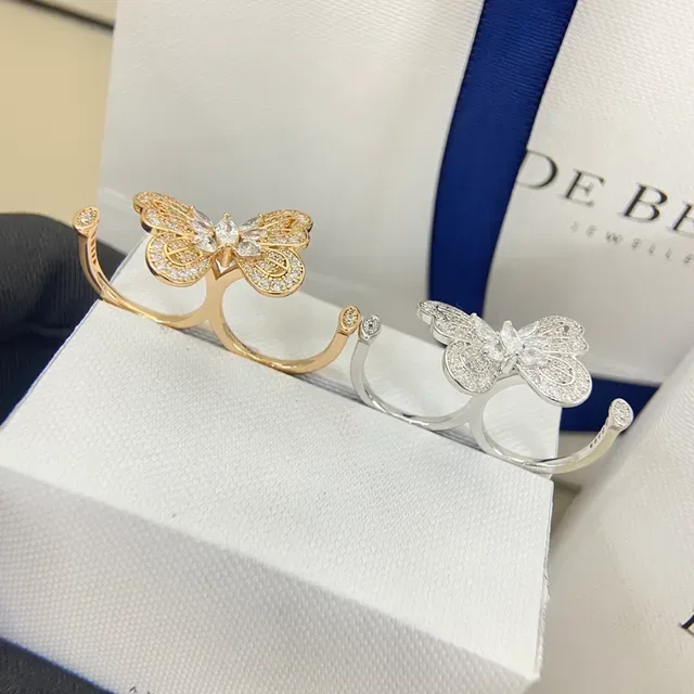 DE BEEF JEWELLERY Butterfly Pavé Crystal Open Bangle Bracelets 2