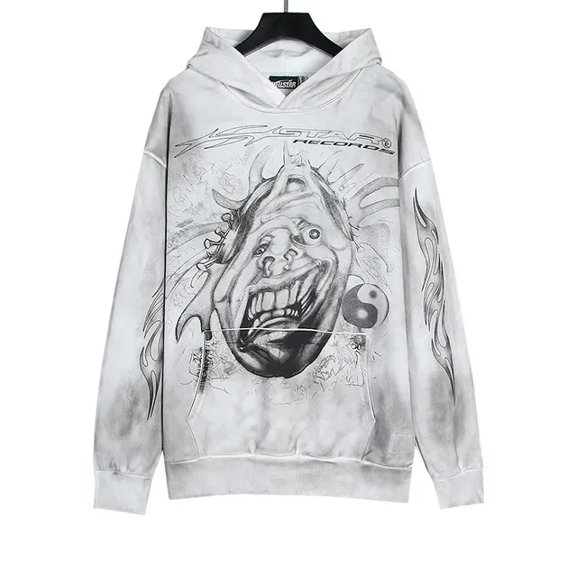 Hoodie Oversize Distressed Bleach Wash avec Impression Graphique 3