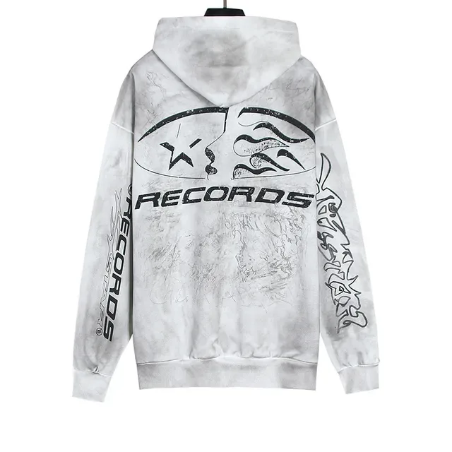 Hoodie Oversize Distressed Bleach Wash avec Impression Graphique 4