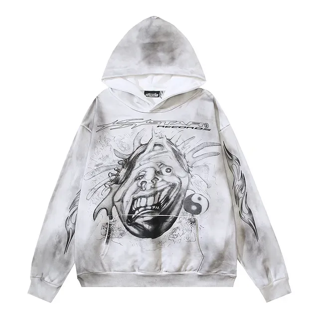 Hoodie Oversize Distressed Bleach Wash avec Impression Graphique 5