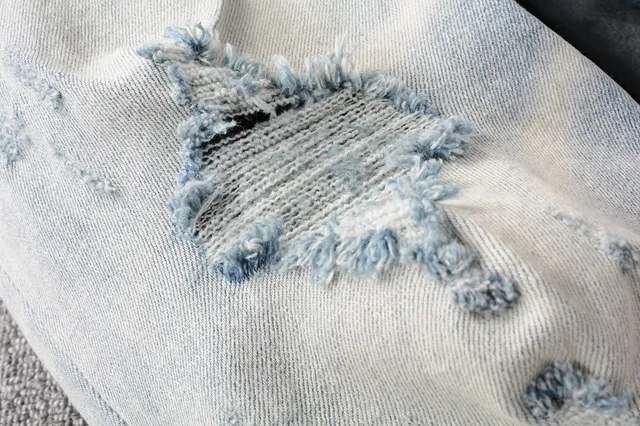 Distressed Light-Wash Slim-Fit Ripped Jeans 5