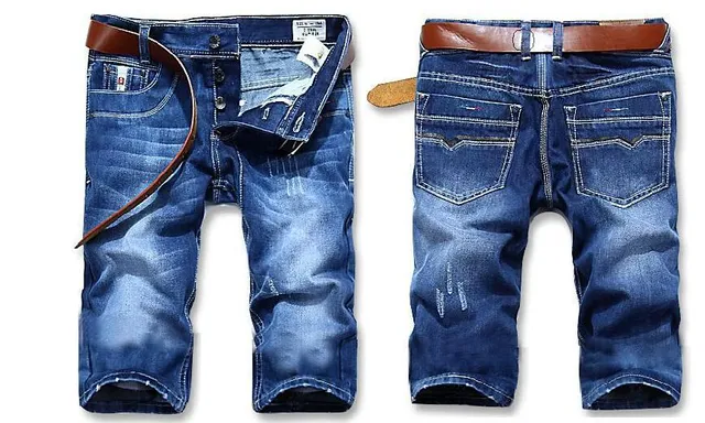 Shorts en denim bleu dégradé au mi-cuisse 2