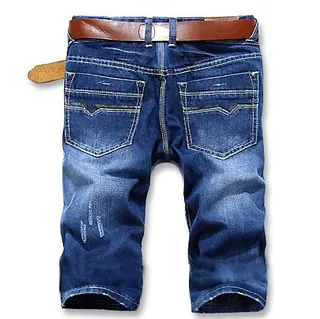 Shorts en denim bleu dégradé au mi-cuisse 10