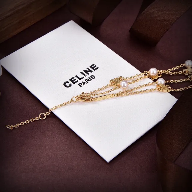 Double-Strand Gold-Tone Chain Pearl Accent Necklace 4