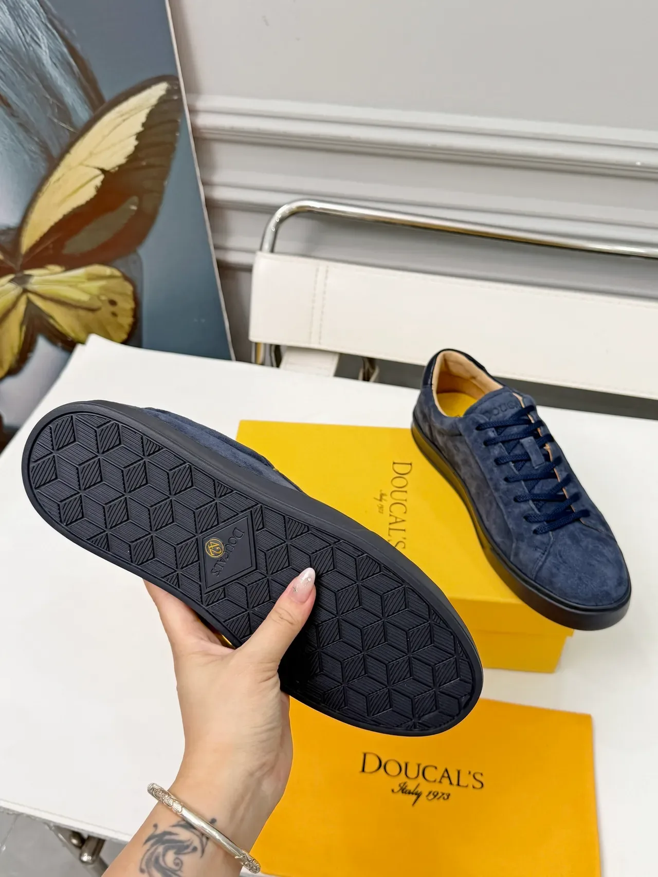 DOUCAI'S Navy Suede Low-Top Lifestyle Sneakers 2