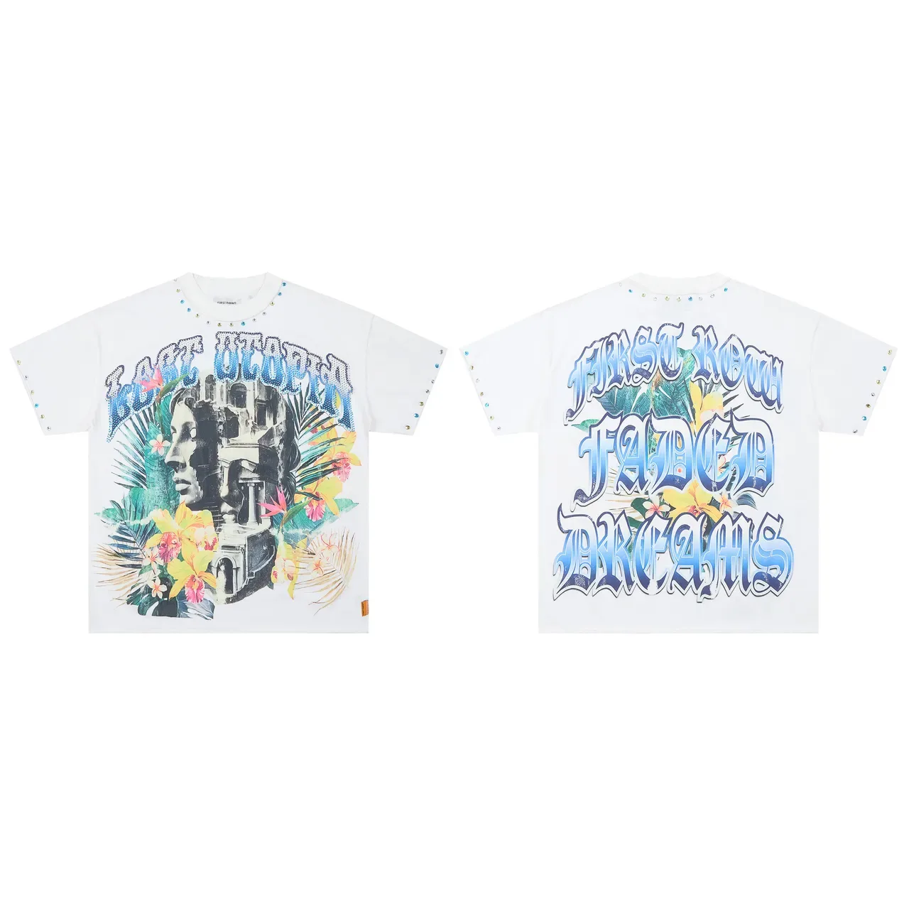 FIRST ROW Graphic-Print Embellished Sleeve T-Shirt 5